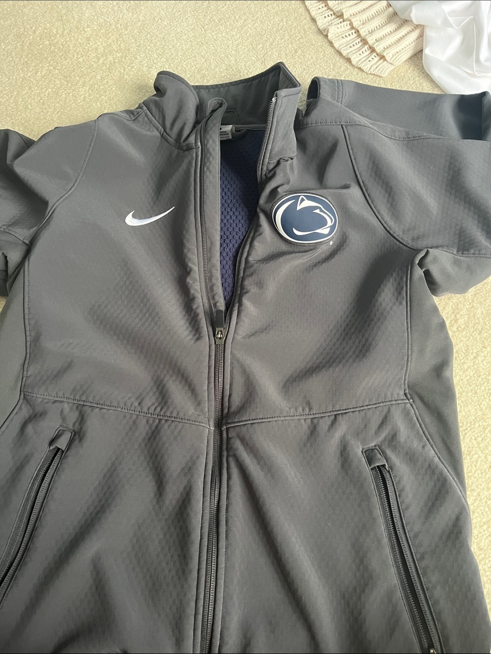 Nike small Black Full-Zip Jacket with Penn State Patch!  Like new. Zipper pocket